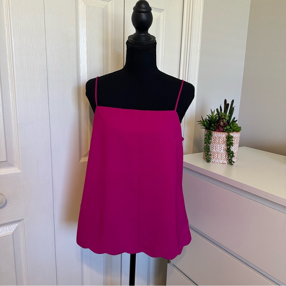 J. Crew Factory Hot Pink Scallop-Hem Spaghetti Strap Camisole Size 8 NWT